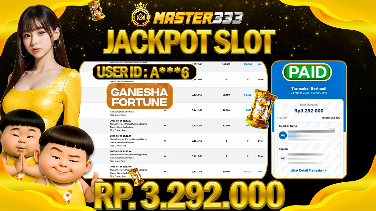JACKPOT Rp 3.292.000 JUTA DIMASTER333 LANGSUNG DIBAYAR LUNAS